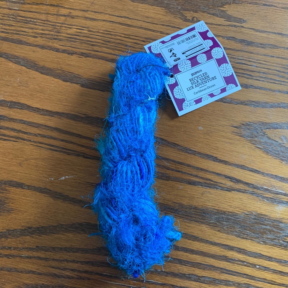 Darn Good Yarn Recycled Silk Yarn Lux Adventure Caribbean Ocean Blue 50 Yards